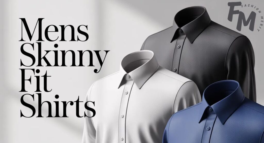 Mens skinny fit shirts outfit showing a slim-fit tailored shirt with chinos and dress shoes for modern casual or office style