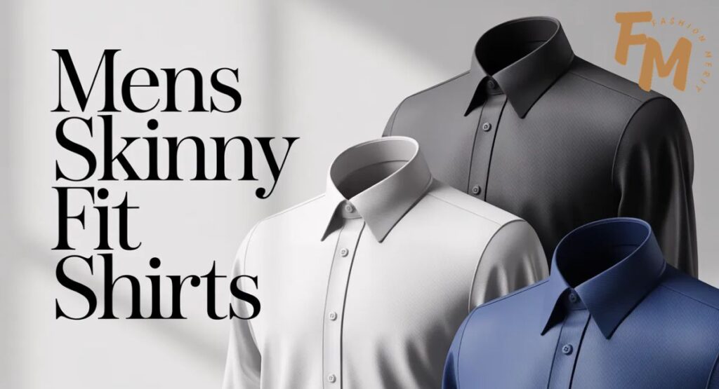 Mens skinny fit shirts outfit showing a slim-fit tailored shirt with chinos and dress shoes for modern casual or office style