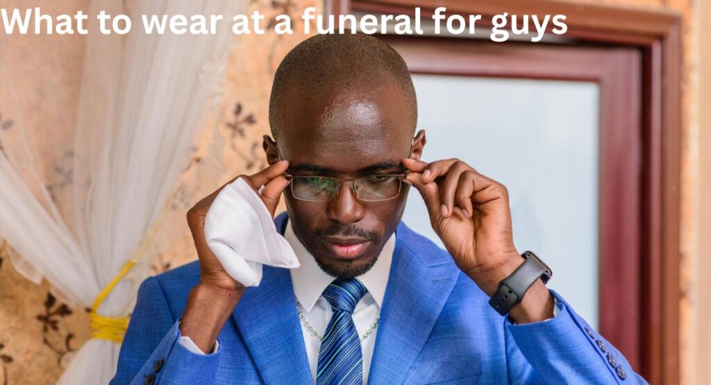 modern funeral attire men navy suit minimalist style