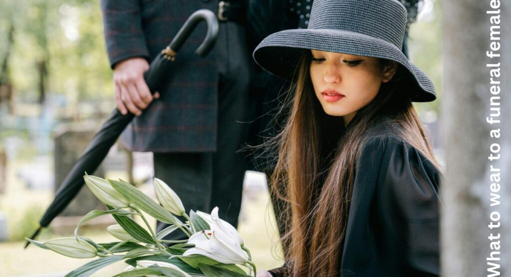 modern funeral attire female tailored black suit look