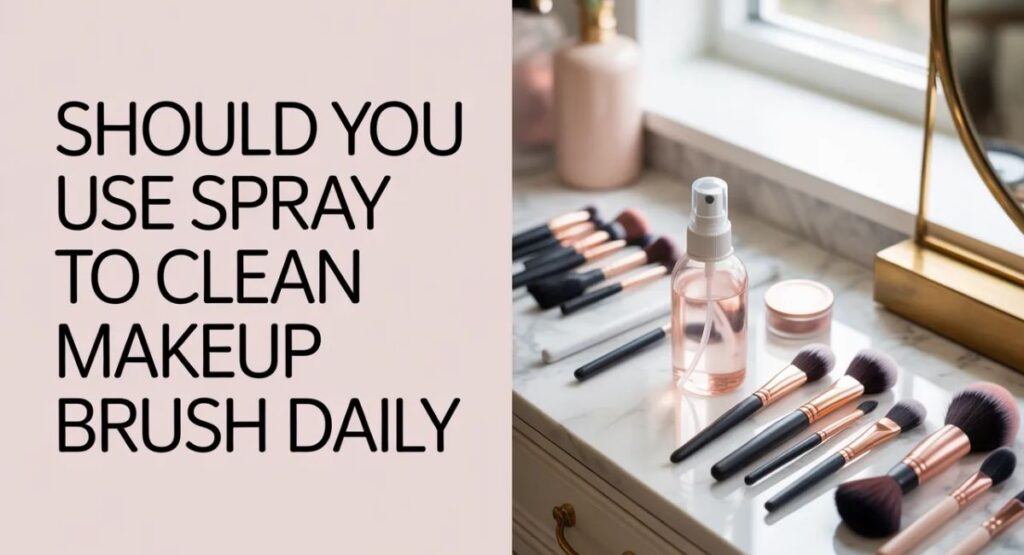 Should you use spray to clean makeup brush daily while maintaining makeup brush hygiene and healthy skin