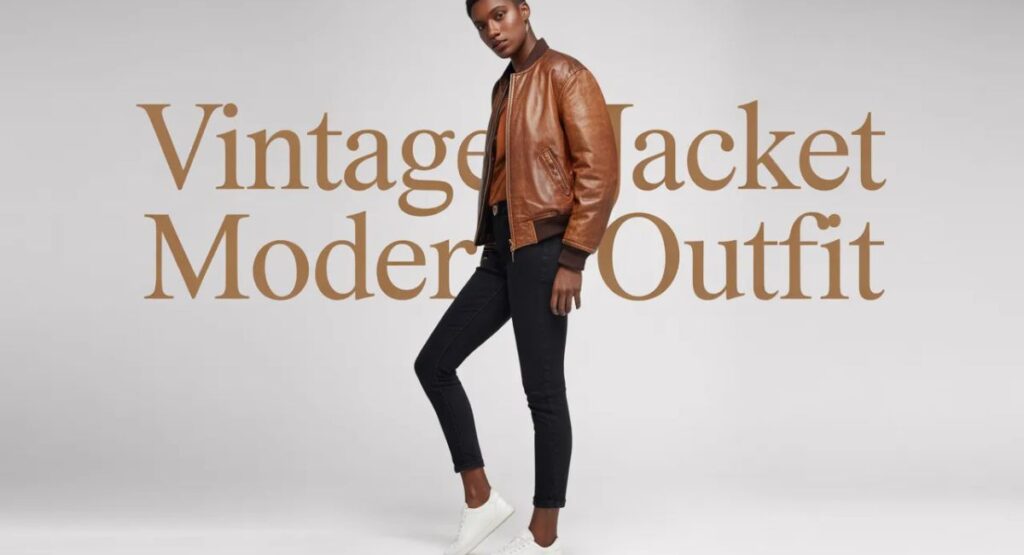 women vintage jacket modern outfit styling