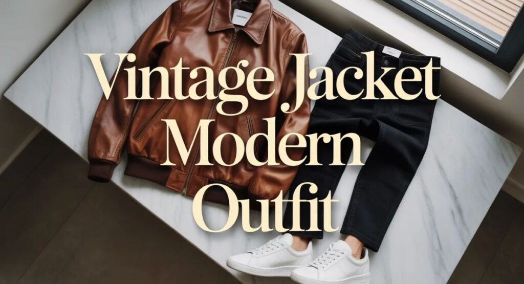 vintage jacket modern outfit street style look