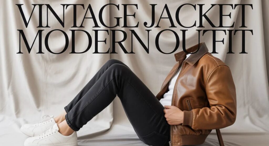 men vintage jacket modern outfit casual look