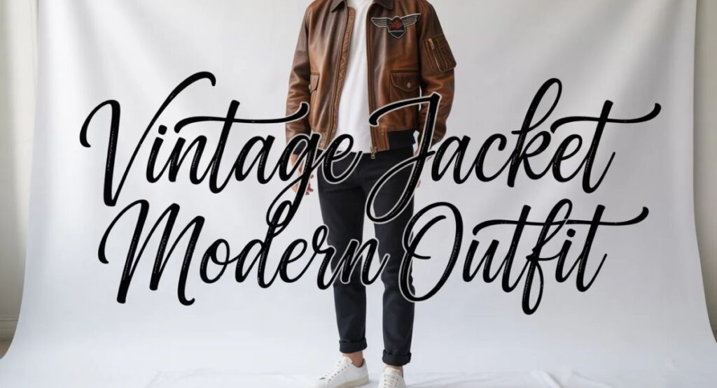leather vintage jacket modern outfit fashion
