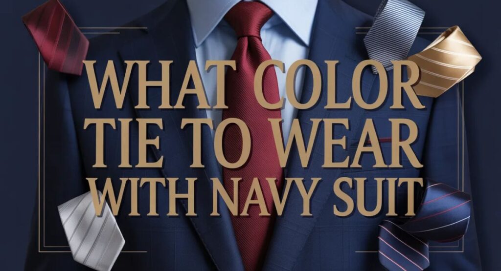 What color tie with navy suit and brown shoes styled with green tie