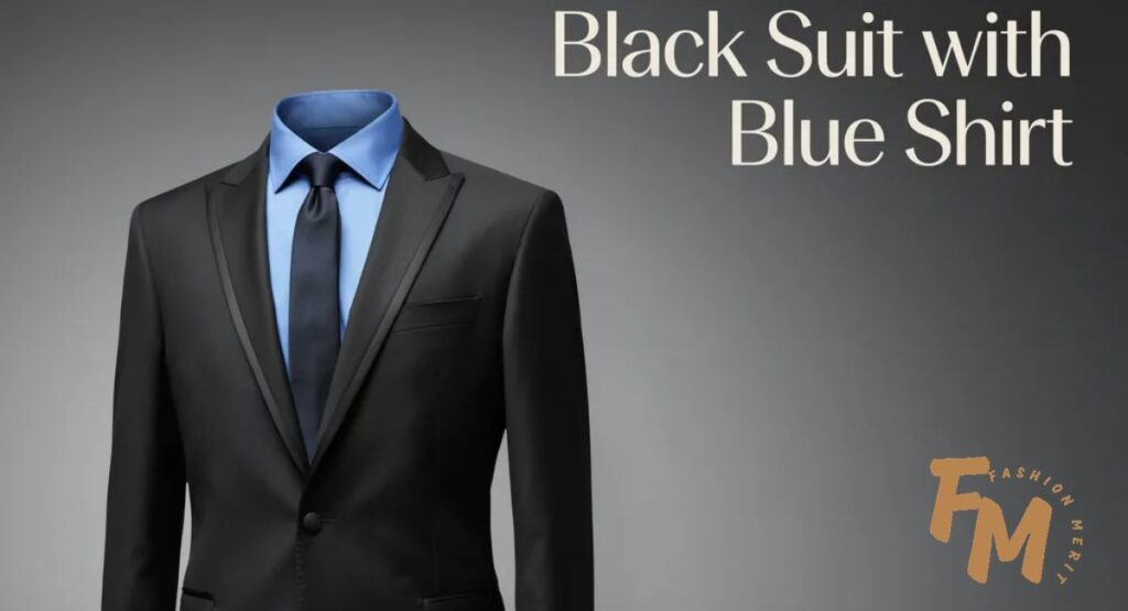 Black Suit with Blue Shirt