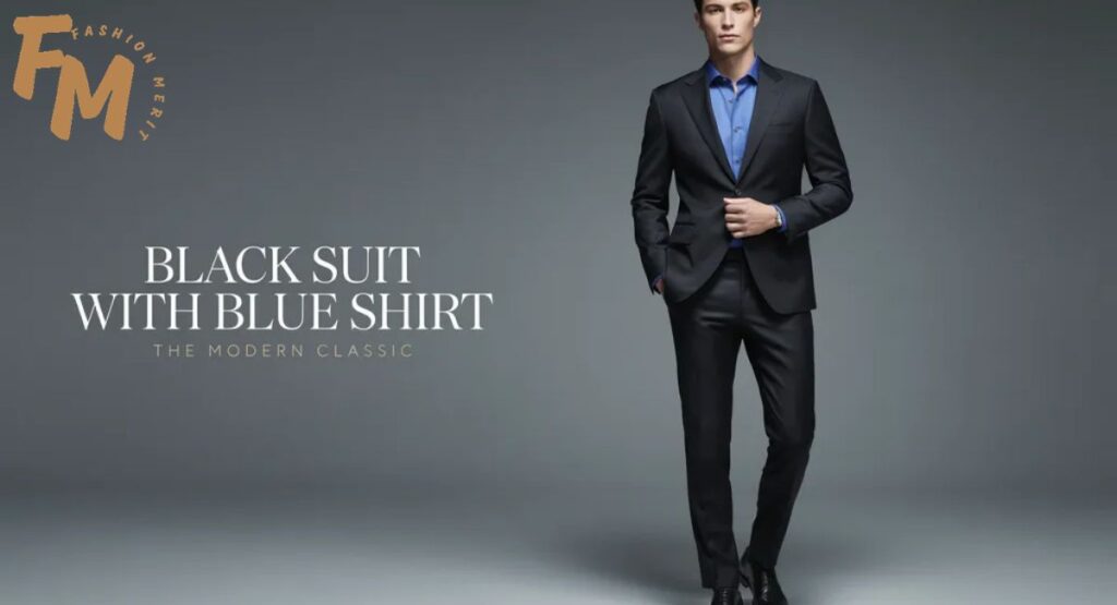 Black Suit with Blue Shirt