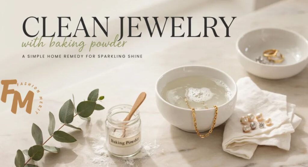 Before and after results of cleaning silver jewelry with baking powder