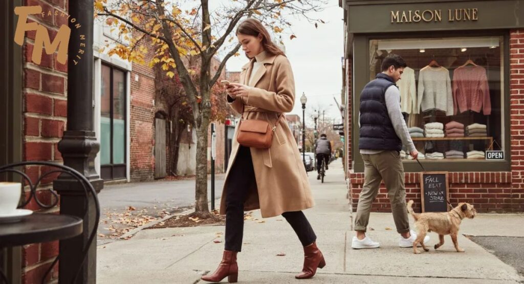 What to wear in 50 degree weather with a cashmere sweater and wide-leg jeans