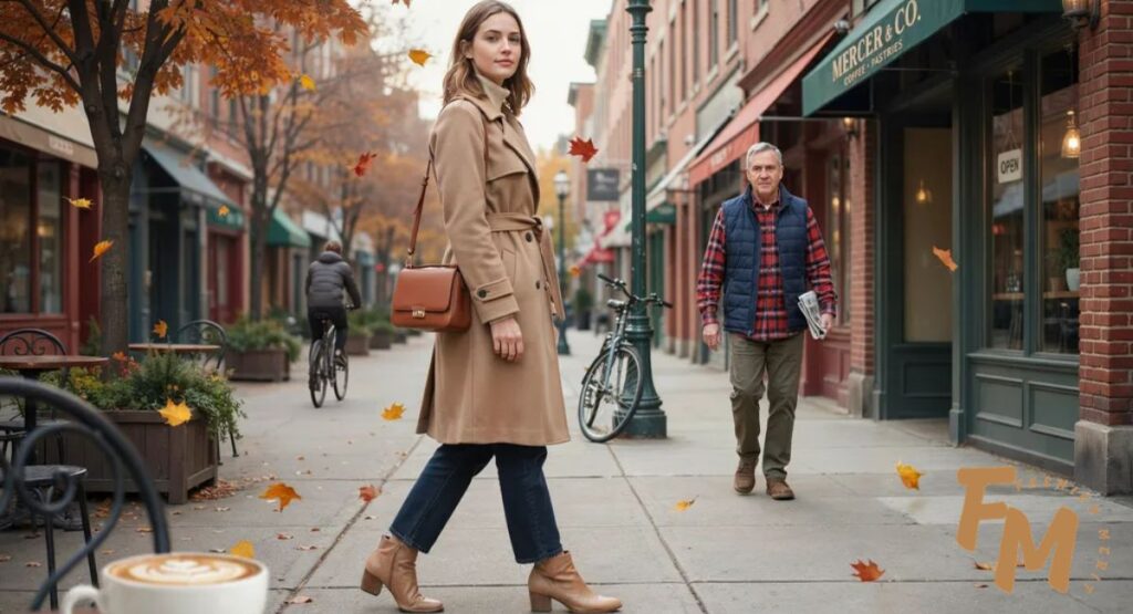 What to wear in 50 degree weather for women with chinos and a puffer vest